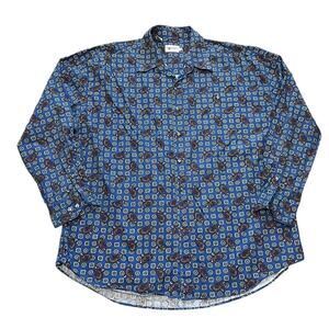 Vintage 90s Men's XL Shirt JT BECKETT Paisley Geometric Button Down Shirt